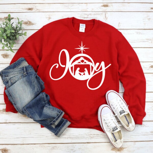 “Joy” Plaid Patch Detail Grey Christmas Sweatshirt