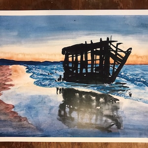 Sunset, Wreck of the Iredale. Print