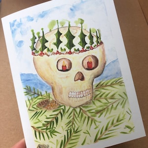 Holly Crown Blank Art Cards, ensemble de 6
