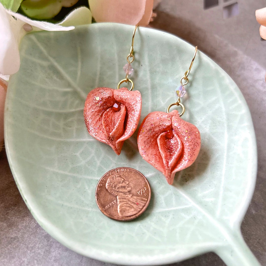Feminist Floral Vulva Earrings, Yoni Art, Sexy Earrings, Floral Vagina ...