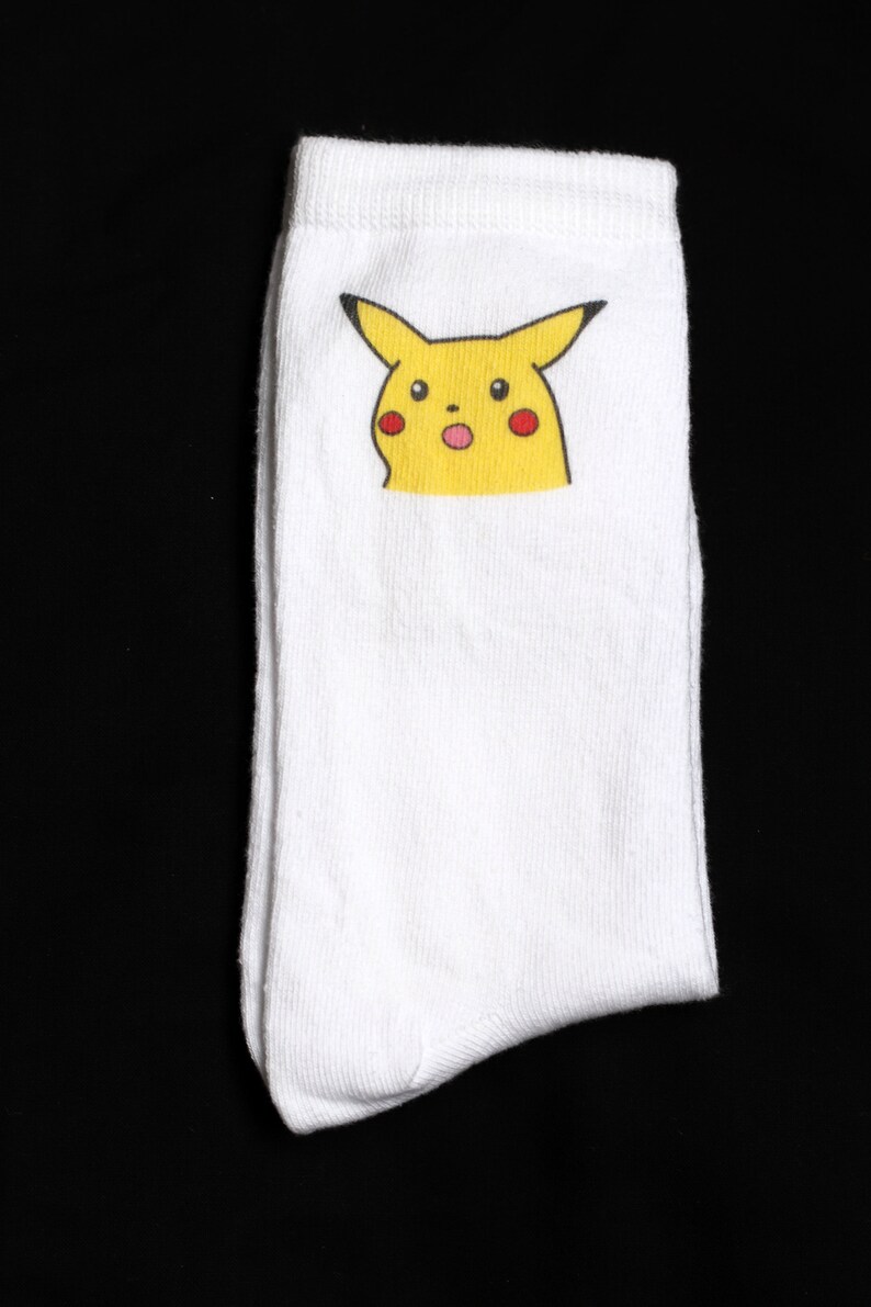 Surprised Pikachu White Cotton Socks