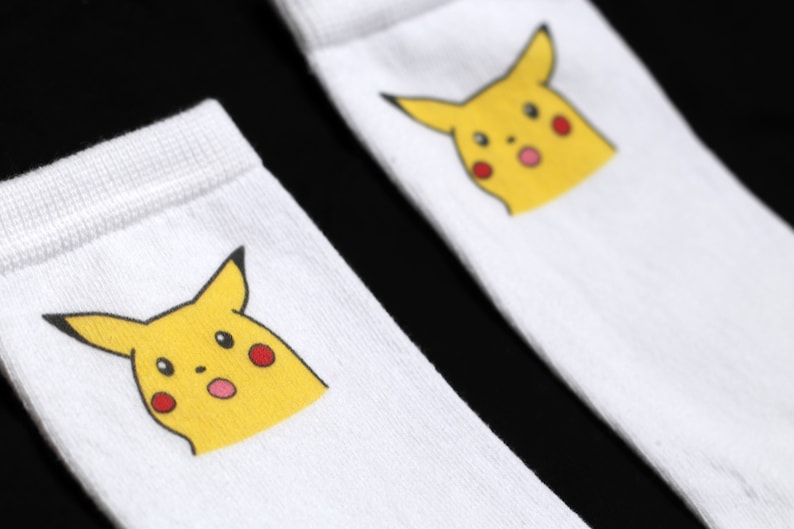 Surprised Pikachu White Cotton Socks