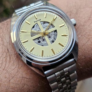 Rare Vintage HMT Skeleton Dial Hand Winding 17 Jewels Wrist Watch.HMT NOVA