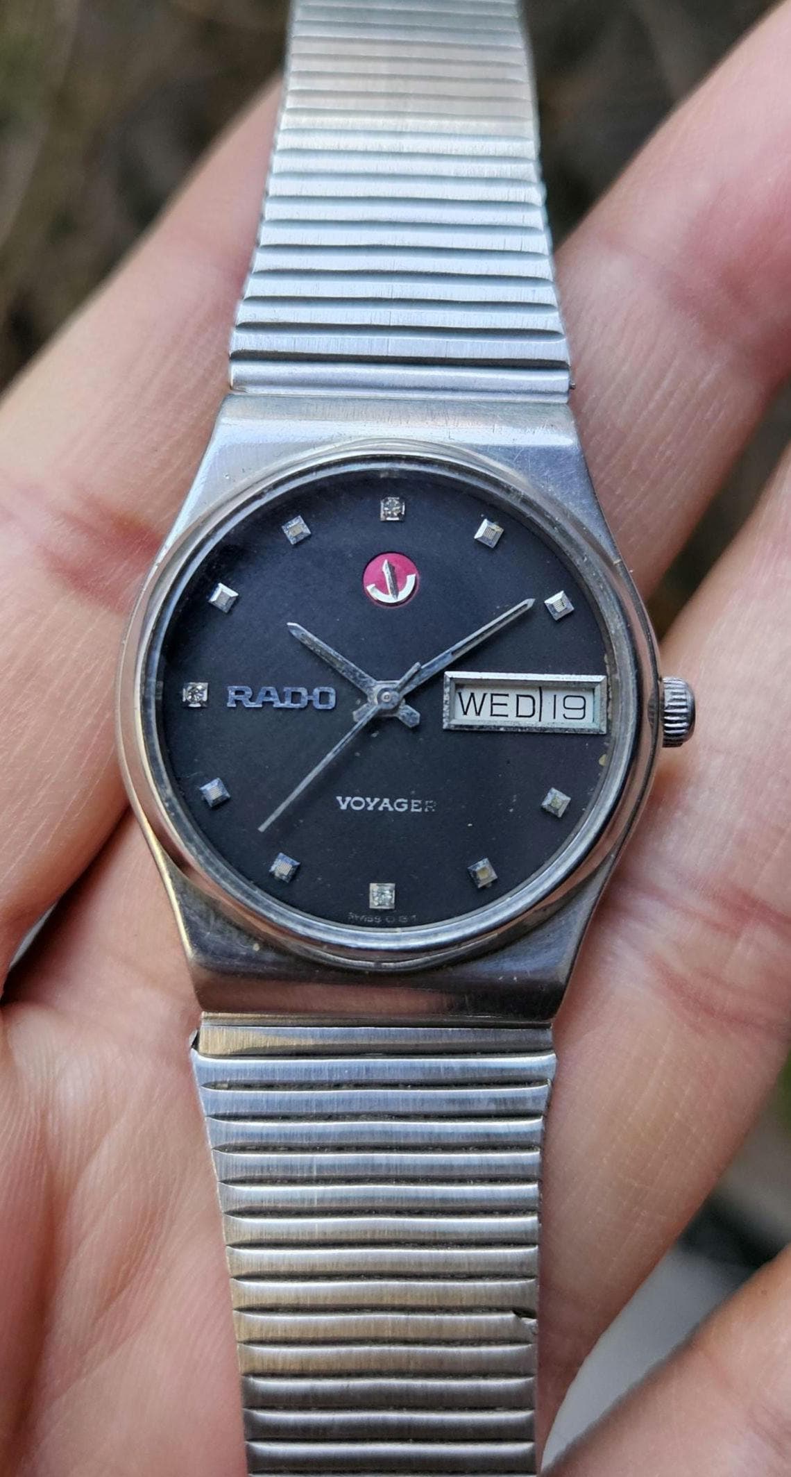 RADO 自動巻き時計 ブラックダイヤル ヴィンテージ ラドー ボイジャー ブラック ダイヤル 自動巻き 25石
