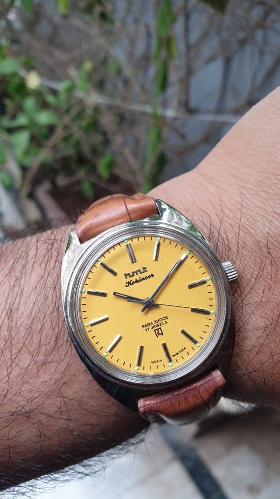 Vintage HMT Kohinoor Yellow Dial Hand Winding 17 J