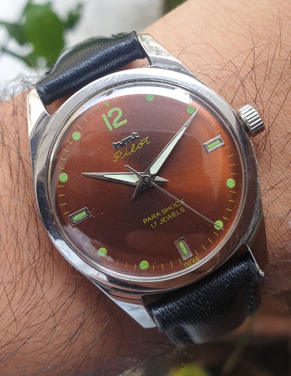 Vintage HMT Pilot Brown Dial Luminous Hands Manual Winding 17