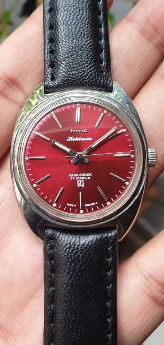 Vintage HMT Kohinoor Red Dial Hand Winding 17 Jewels Wrist Watch
