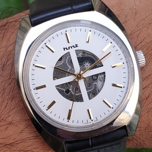 Vintage  HMT Skeleton Dial Hand Winding 17 Jewels Wrist Watch