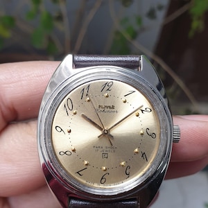 Rare HMT Kohinoor Drunken Dial Hand Winding 17 Jewels Wrist Watch