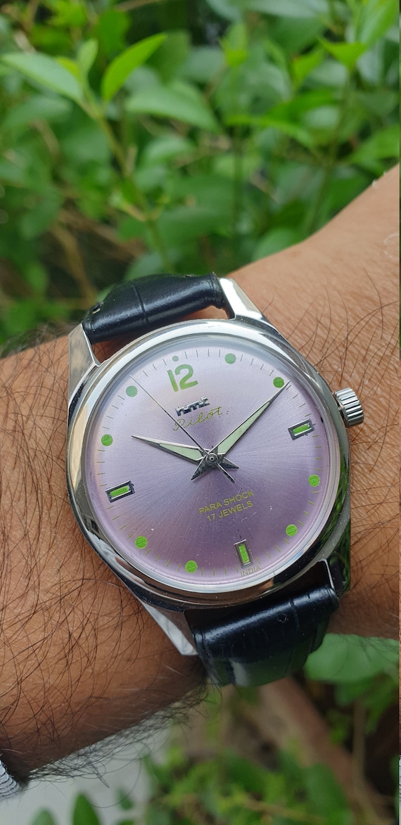 Vintage HMT Pilot Purple Dial Luminous Hands Manual Winding 17