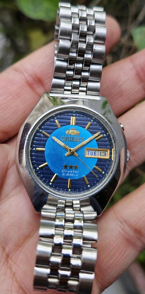 Vintage Orient Blue Dial Automatic 21 Jewels Japan Made Men's