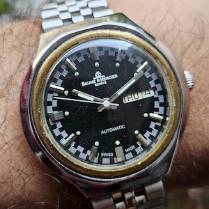 Vintage Baume & mercier Geneve Black Dial Automatic Swiss Made Men's Wrist Watch Gift for him