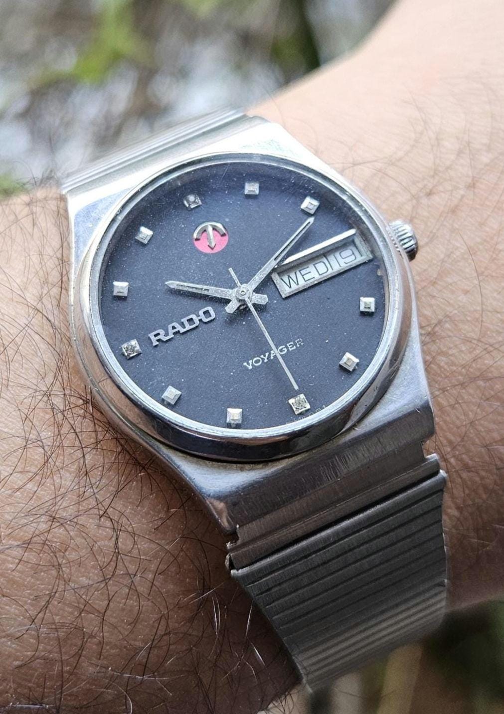 RADO 自動巻き時計 ブラックダイヤル ヴィンテージ ラドー ボイジャー ブラック ダイヤル 自動巻き 25石