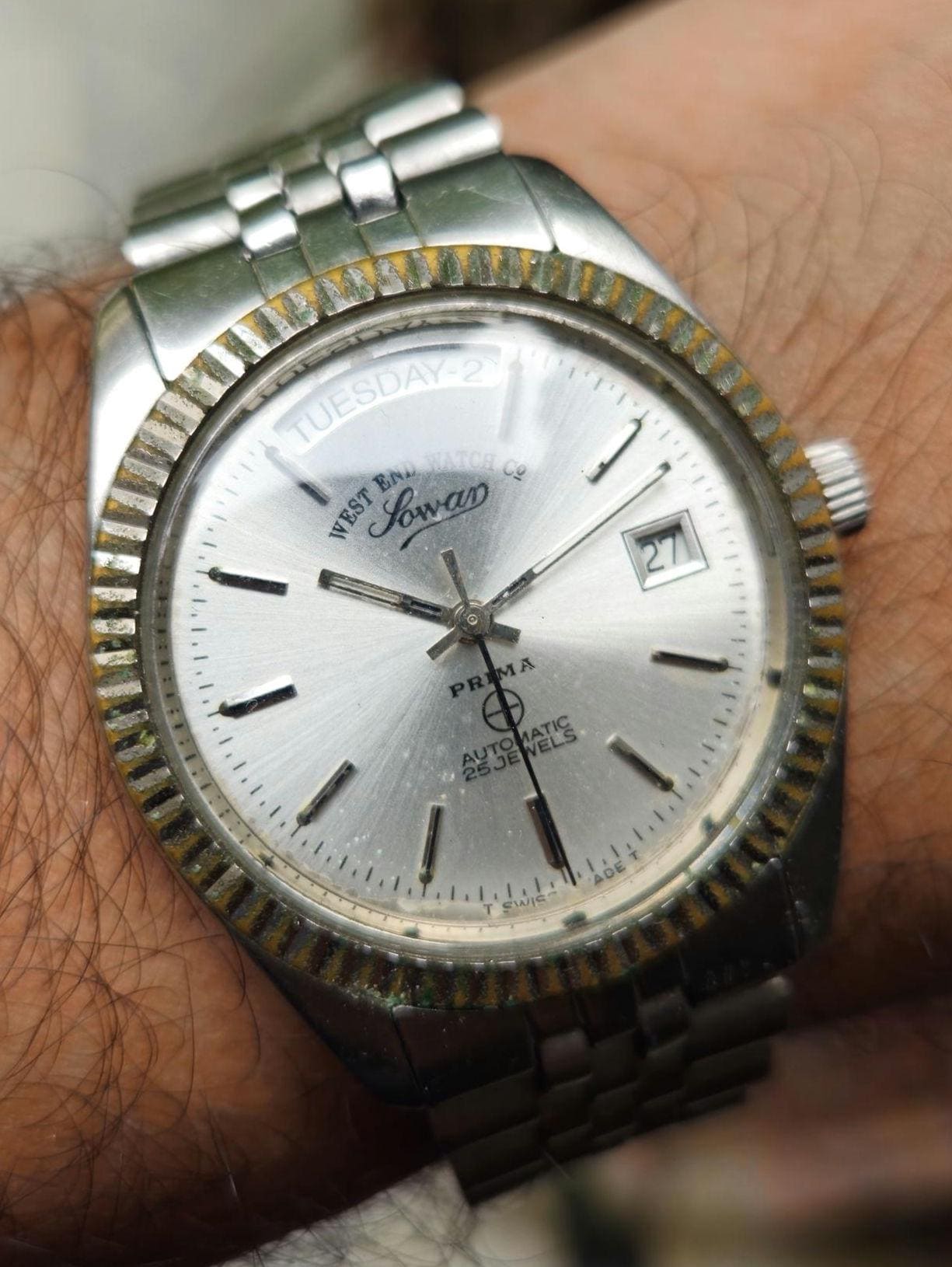 Vintage West End Sowan Prima Automatic 25 Jewels Swiss Made Men's