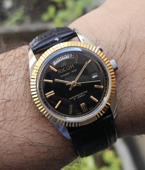 Vintage Ricoh Automatic Wrist Watch: Dynamic Wide President, Japan