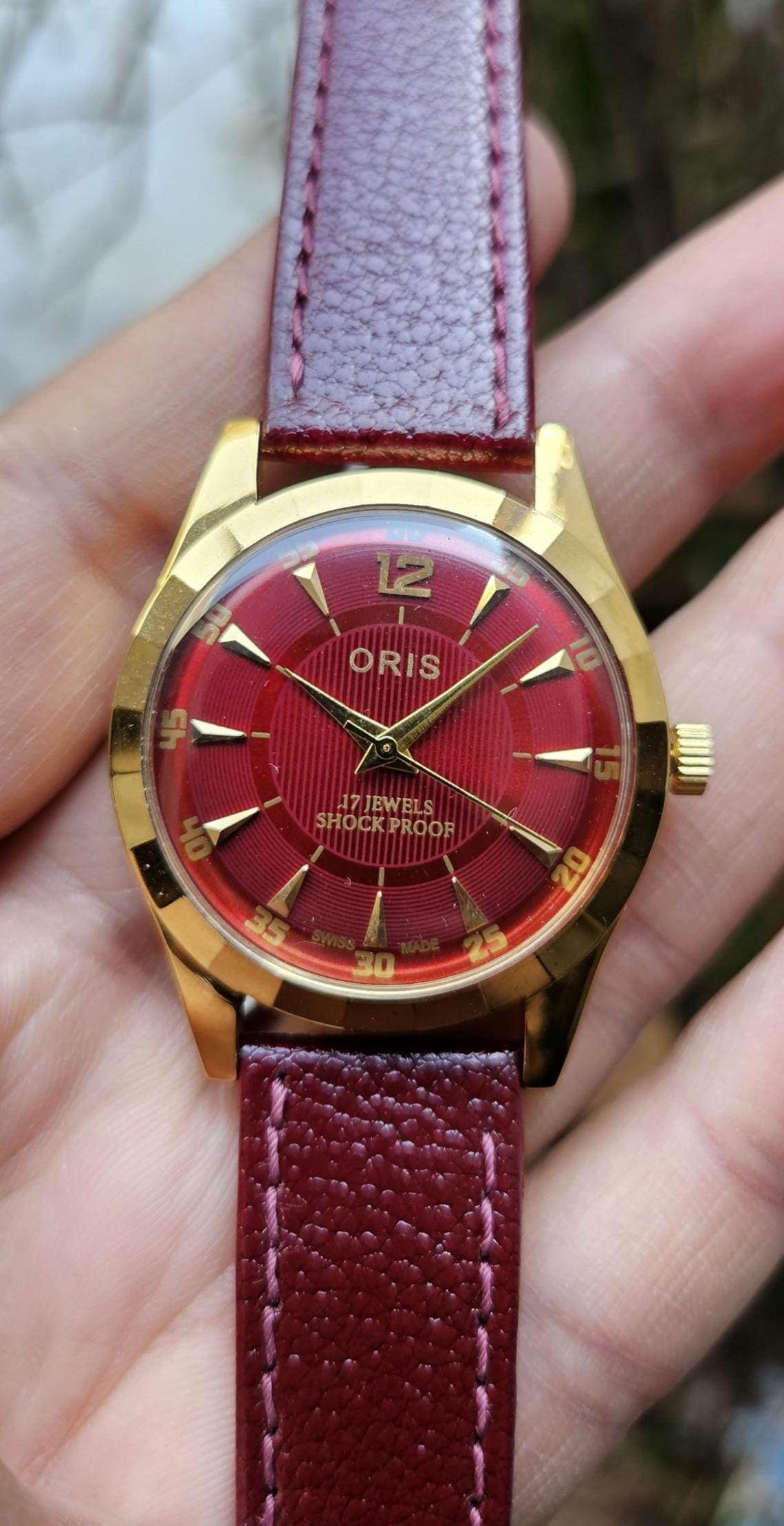 Vintage St96 Red Dial Hand Winding Swiss Made Watch - Etsy
