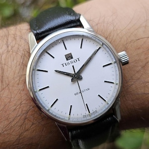 Vintage Tissot Seastar White Dial Manual Winding Swiss Made Wrist Watch For Men