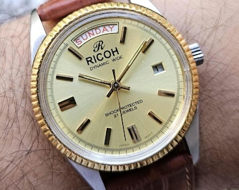 ヴィンテージ オリジナル 腕時計 リコー ダイナミック ワイド ゴールド