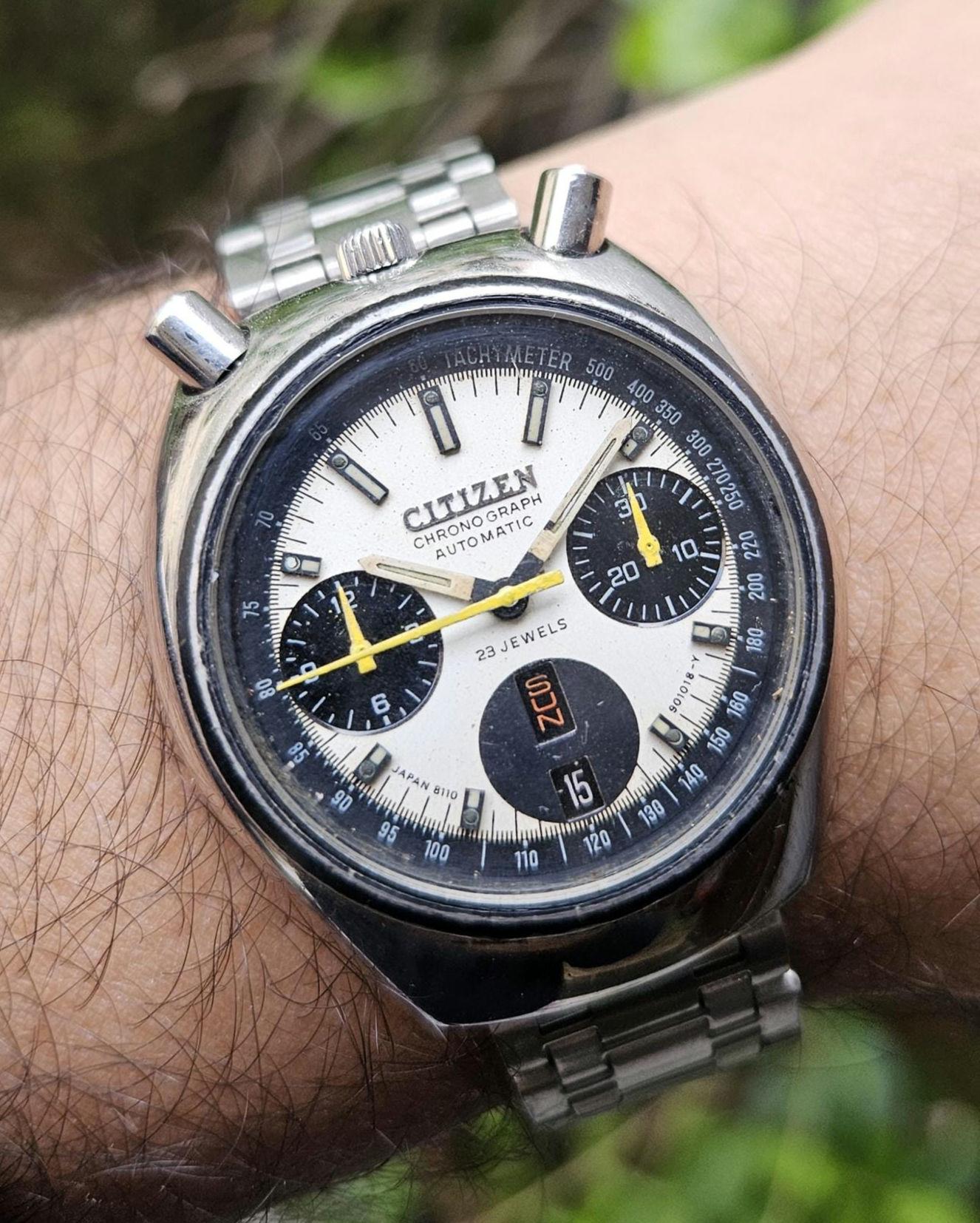 Vintage Citizen Bullhead Chronograph Automatic 23 Jewels Japan
