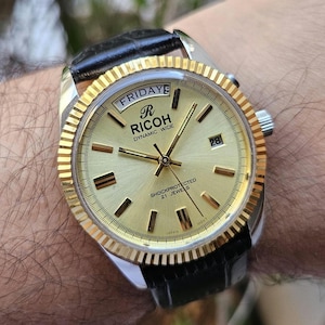 Vintage Ricoh Automatic Dynamic Wide President Japan Made herenpolshorloge Cadeau voor hem/haar
