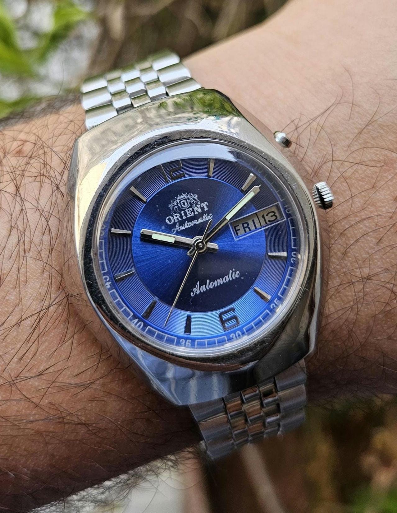 Vintage Orient Blue Dial Automatic 21 Jewels Japan Made