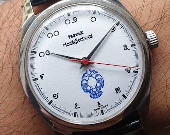 Orologio da polso da uomo HMT Gandaberunda Kannada con numeri 17 gioielli a carica manuale