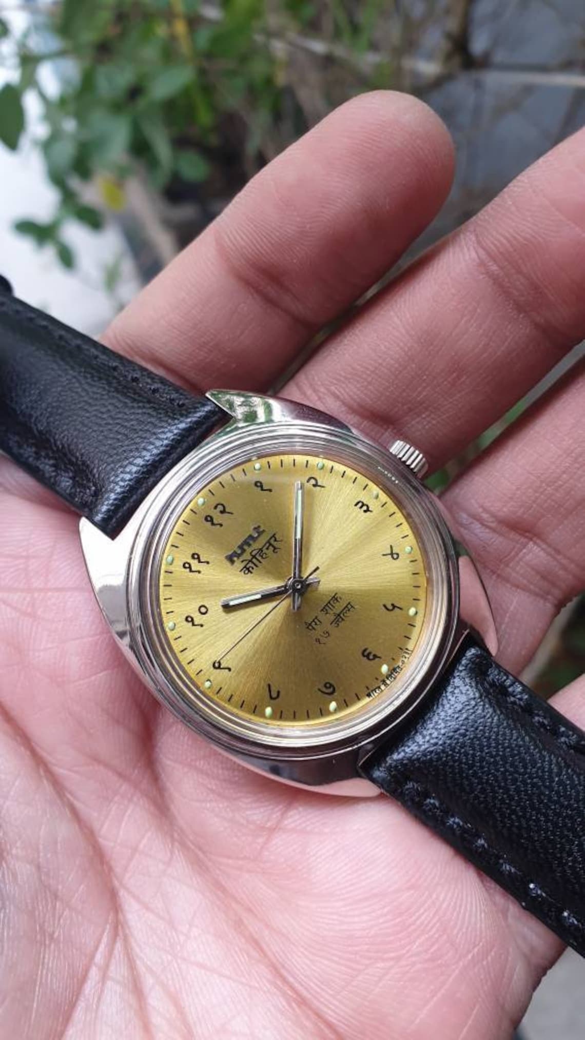HMT Kohinoor Devanagiri Yellow Dial Hand Winding 17 Jewels Wrist Watch, foto 3 di 5