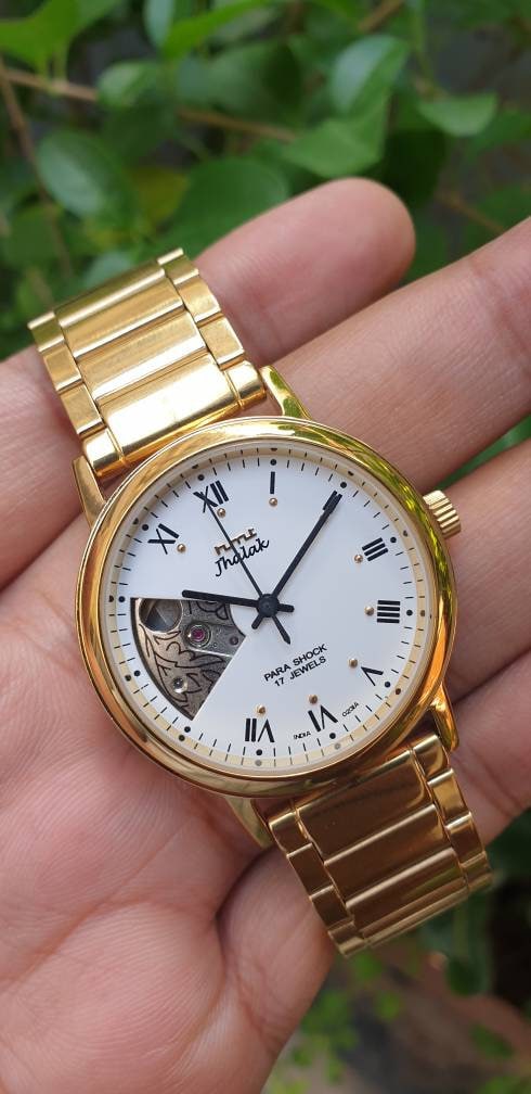HMT Jhalak Semi Skeleton Dial Beautiful Roman Numerals Hand Winding 17 Jewels Wrist Watch Etsy Canada