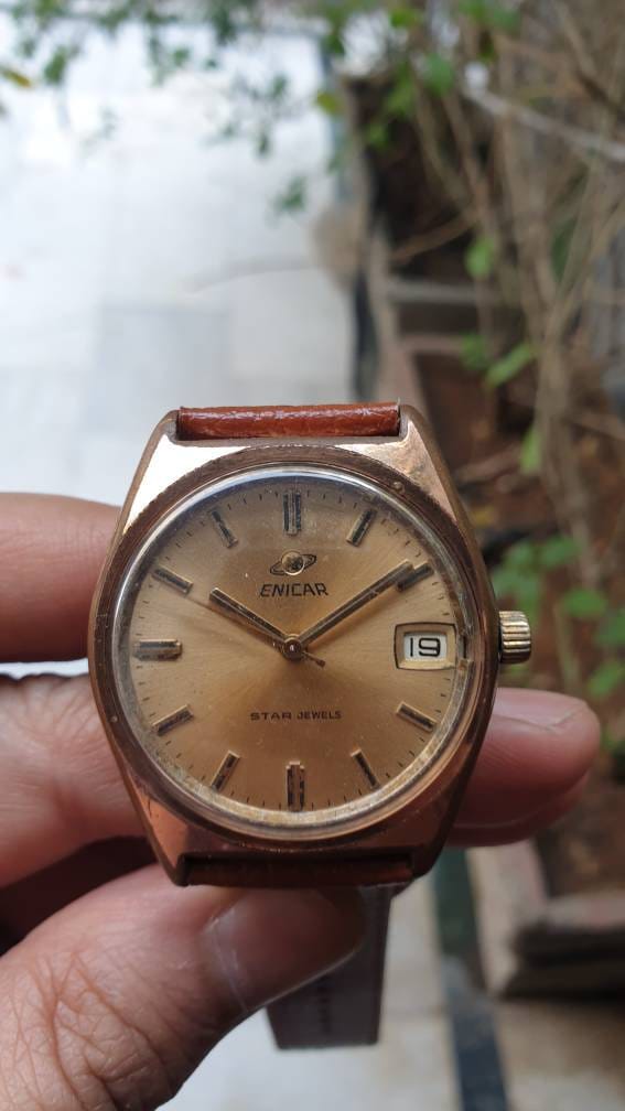 Vintage Enicar Star Jewels Rapid Date Manual Winding Swiss Made