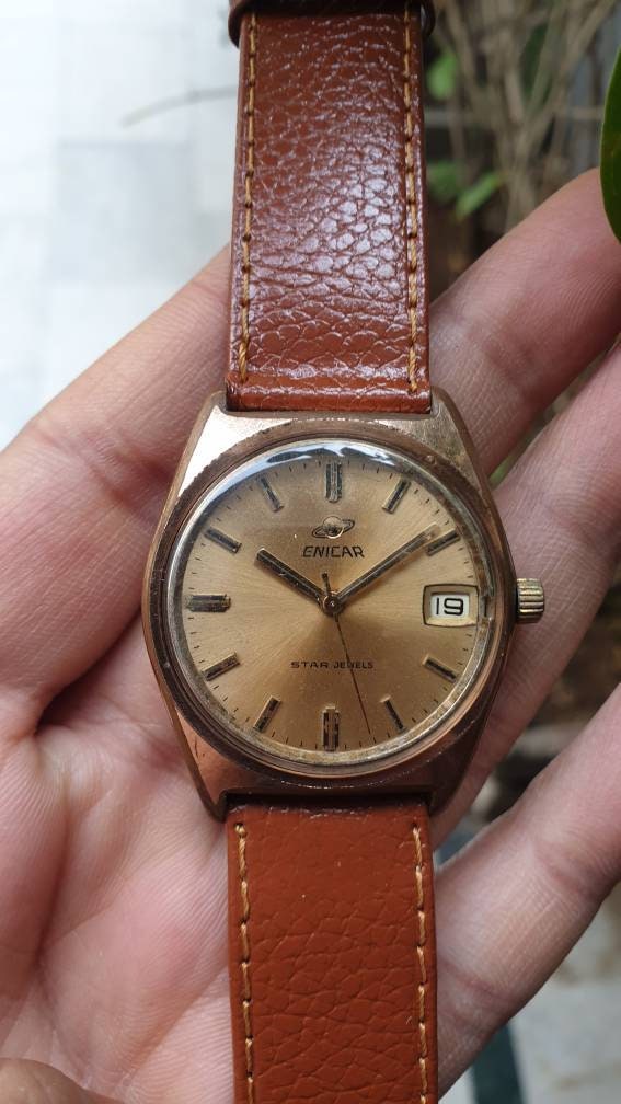 Vintage Enicar Star Jewels Rapid Date Manual Winding Swiss Made