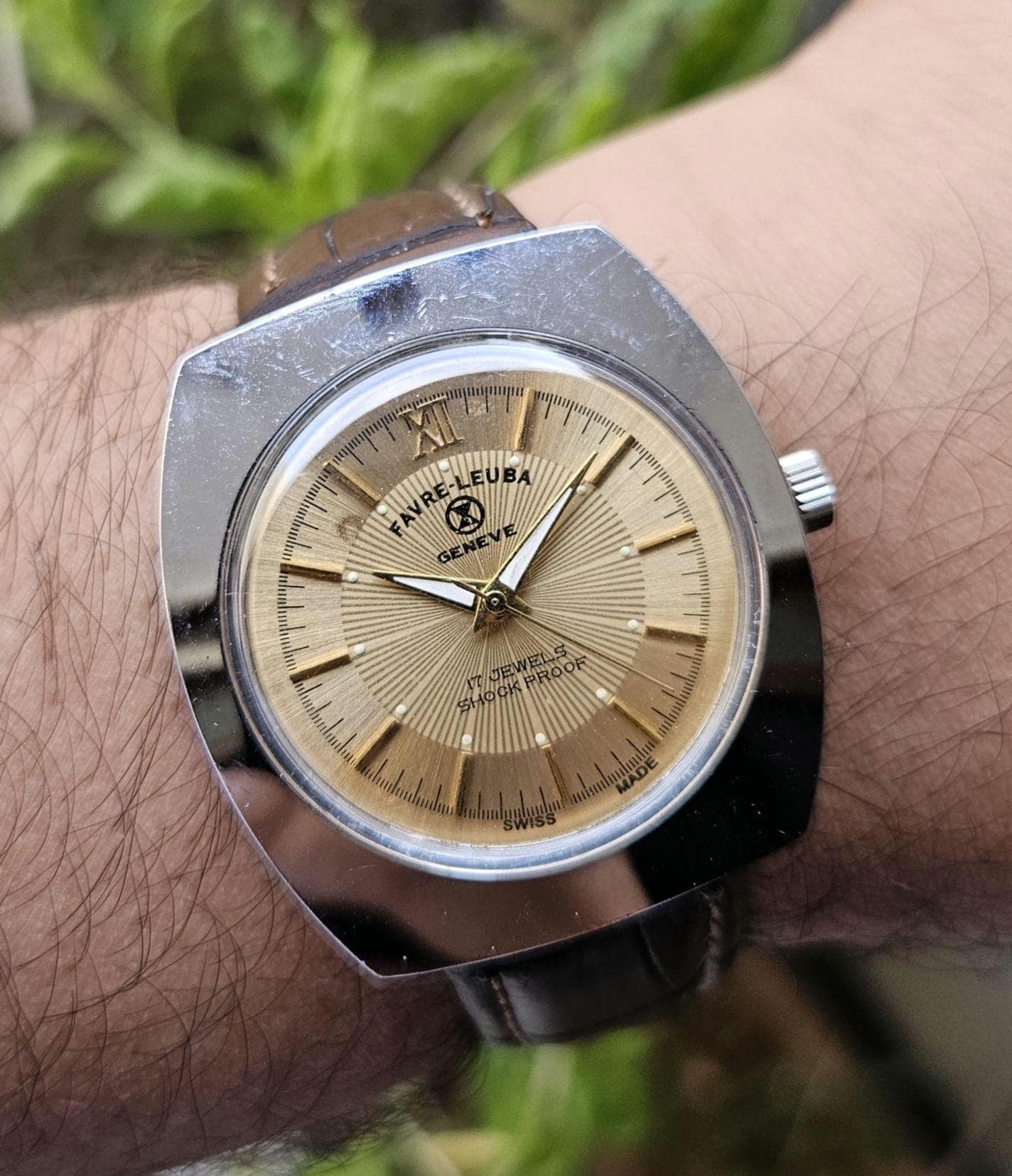 Vintage Favre Leuba 38mm Hand Winding Swiss Made 17 Jewels Men's
