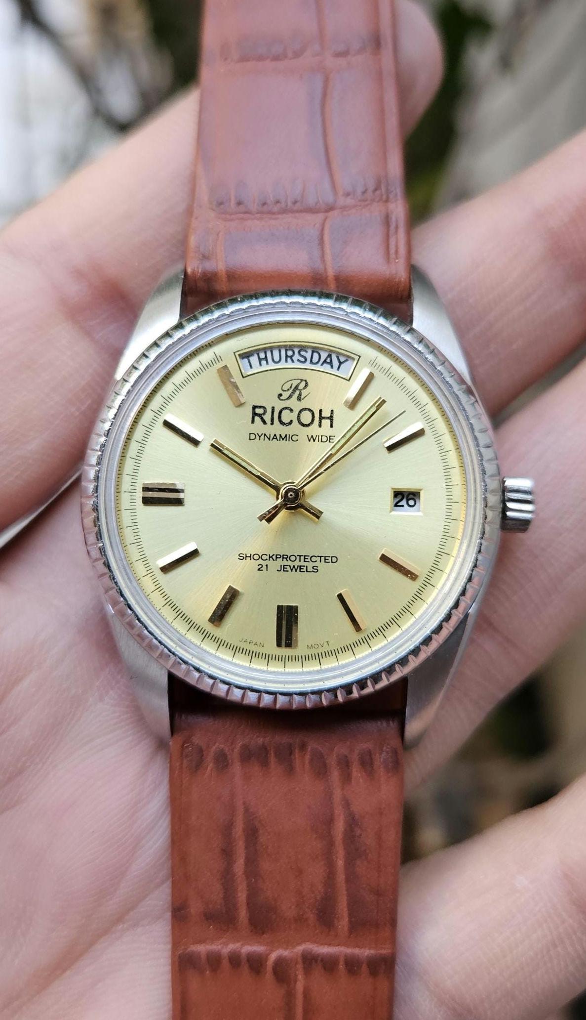 Vintage Ricoh Automatic Watch: Golden Dial, Japan Made - Etsy
