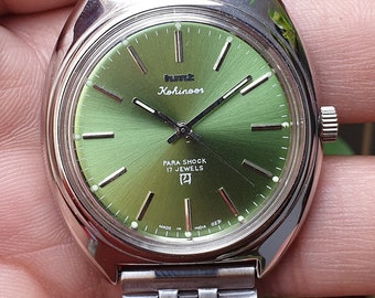 Vintage HMT Kohinoor Green Dial Hand Winding 17 Jewels Wrist Watch