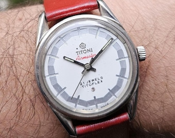Vintage Titoni Airmaster Titoflex Manual Winding 21 Jewels Swiss