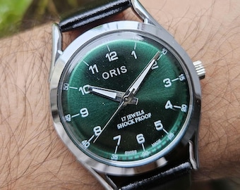 ORIS ヴィンテージ 手巻き時計 メンズ腕時計 ブラック 希少なヴィンテージ ORIS ブラックダイヤル 手巻き腕時計 メンズ FHF