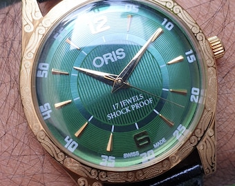 Orologio da polso da uomo vintage Oris FHF ST96 a carica manuale con 17 gioielli, realizzato in Svizzera