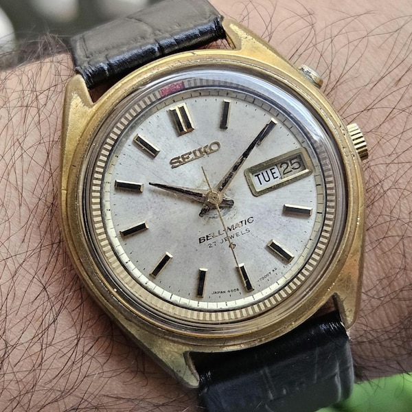 Vintage Seiko Bell Matic Automatic Alarm Watch (4006-7020) Men's 39.5mm Cream Dial