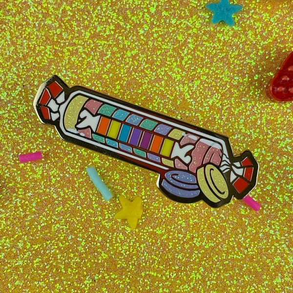 Smarties candy enamel pin, Rocket candy pin, OG variant, 90s candy sweets nostalgia cute kawaii hard enamel gold