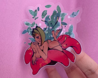 Sexy flower anime alraune girl clear waterproof sticker