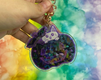 Pawpkin Kawaii Witchy Black Goth Halloween Cat Acrylic Charm Keychain