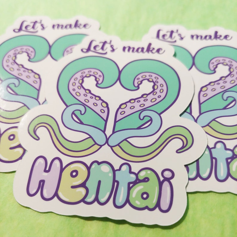 Let's make Hentai Sticker - Waterproof Vinyl Stickers Funny Hentai Quote Tentacle Pastel Dreamy Kawaii Cute 