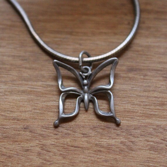 Vintage Sterling Butterfly Necklace - image 1