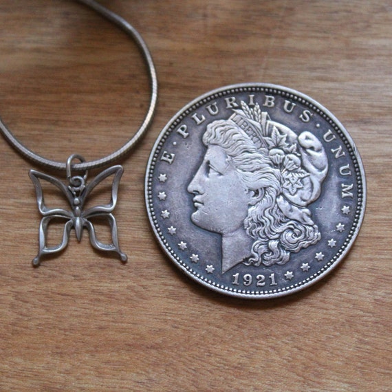 Vintage Sterling Butterfly Necklace - image 2