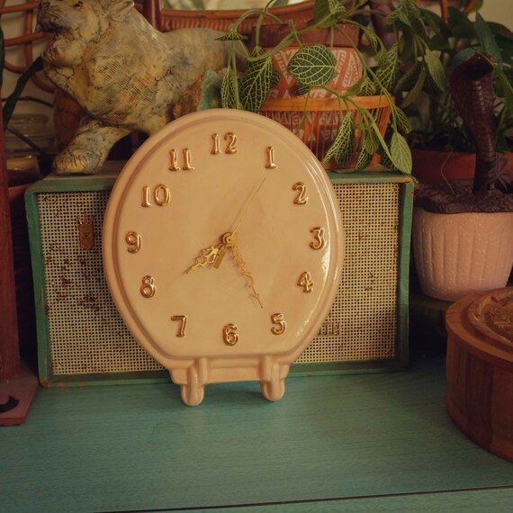 Vintage Ceramic Toilet Seat Clock Johnny Style Working Etsy