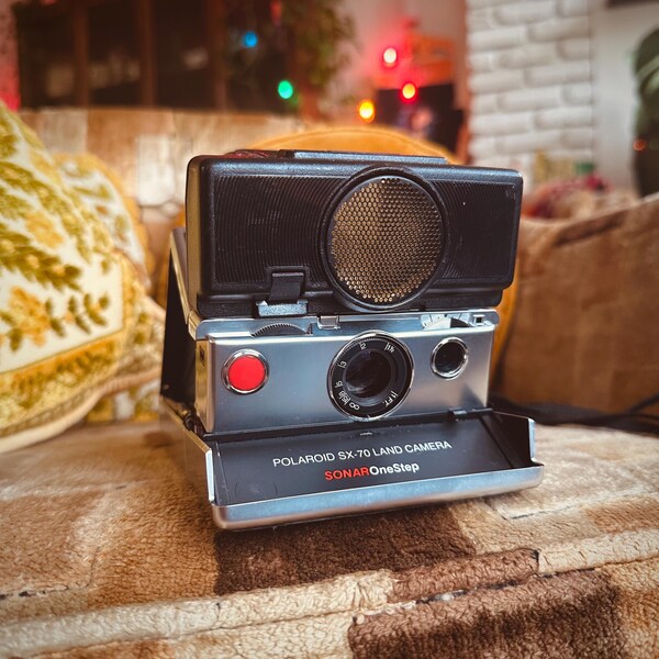 1970s Polaroid SX-70 Sonar Instant Camera with Strap - Untested