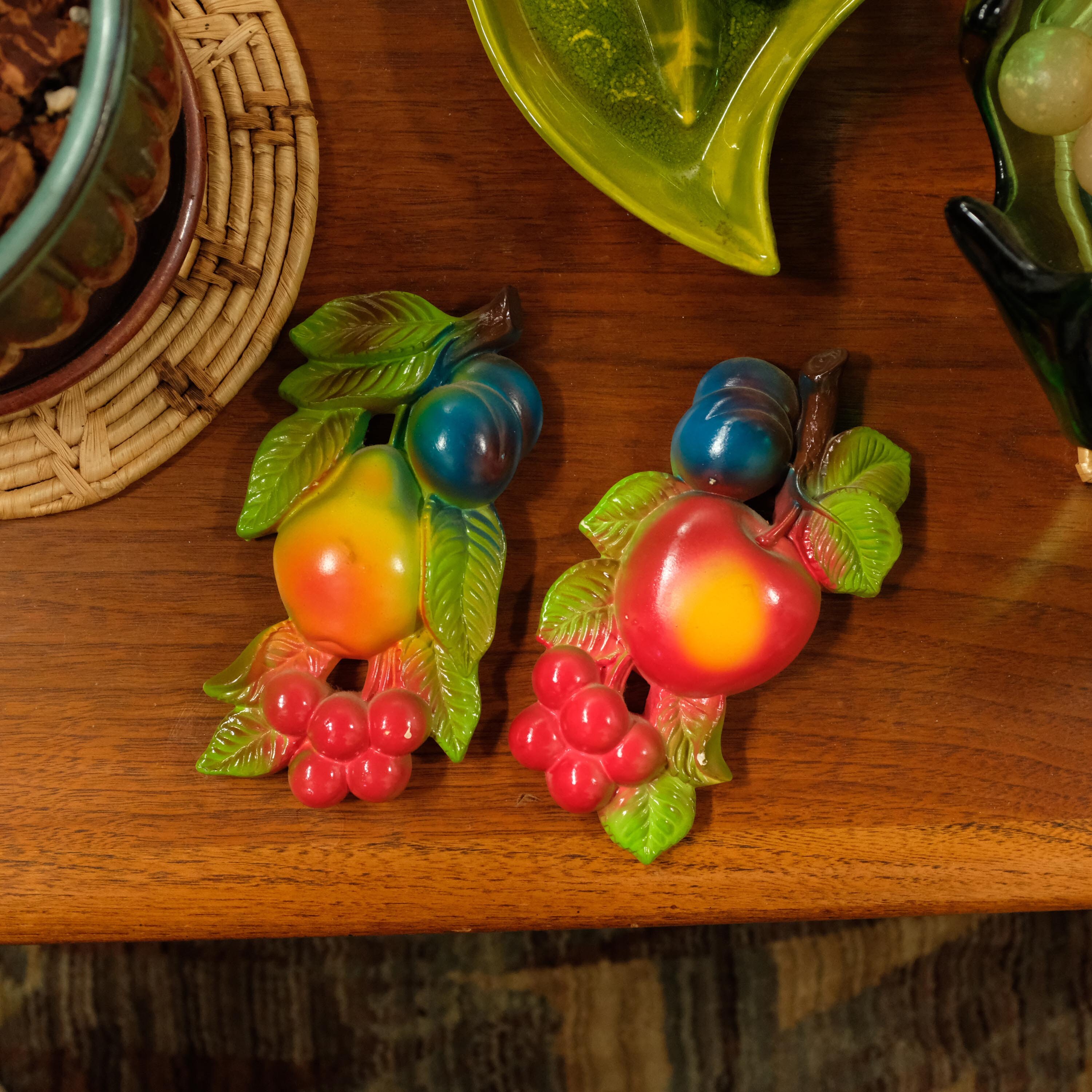 Vintage 1960s Chalkware Fruit Wall Decor Apples Pears Etsy