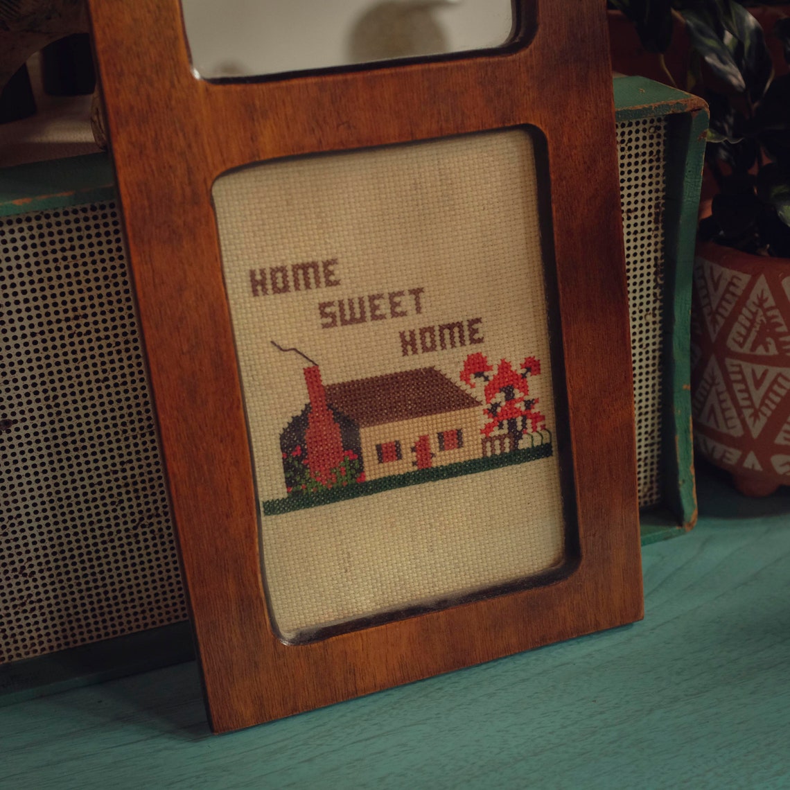 Vintage Needlepoint Home Sweet Home Mirror Very | Etsy