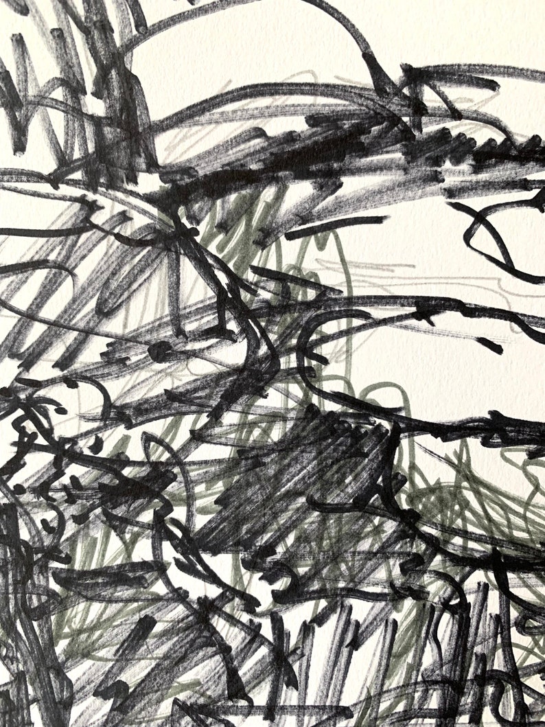 Originalzeichnung Marker und Bleistift auf Papier. 29,7x21cm. Wind/Steine/Wellen BORNHOLM image 3