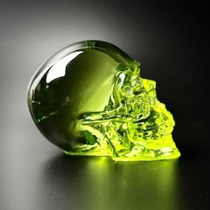 Lime Skull, Transparent Resin Skull, Necromancy Decor