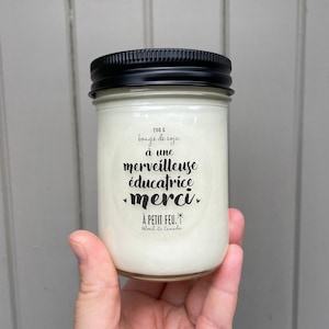 À une  merveilleuse éducatrice MERCI - FRENCH - gift candles for teachers, nanny, daycare workers